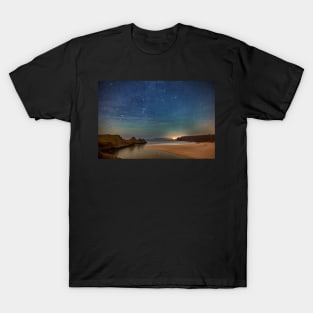Three Cliffs Bay at Night, Gower T-Shirt